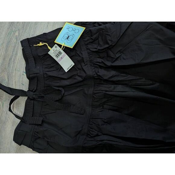 CeCe black tie-waist cotton blend skirt size 6 - Picture 4 of 8